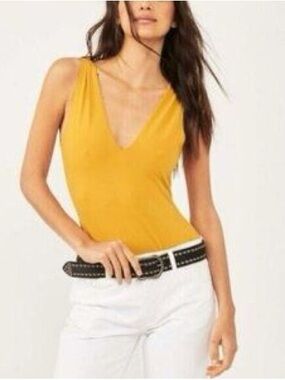 Free People Keep It Sleek Marigold Bodysuit Size Medium